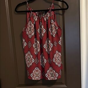 Ann Taylor Factory Burgundy Patterned Sleeveless Top Small